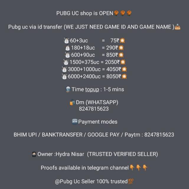 Pubg Uc Seller 💯% Trusted