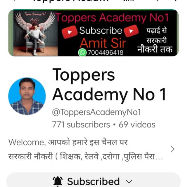 Toppers Academy No1 par free class